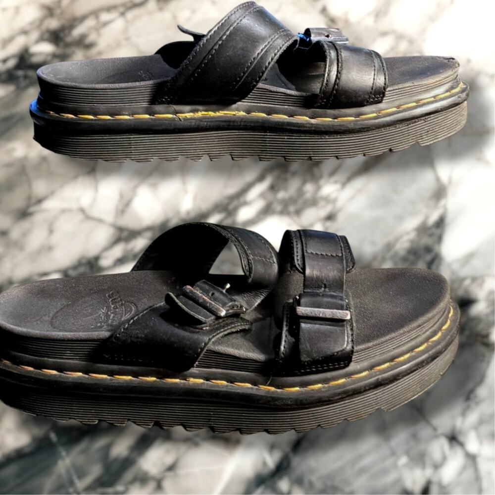 Unisex W9/M8 DR. MARTENS Myles Black Brando LeatherAdjustable Strap Sandals VGUC